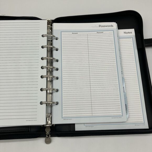 Franklin Covey Black 365 Zip Organizer w/Handles 7-Ring Non-Dated Pages Complete - Picture 12 of 16